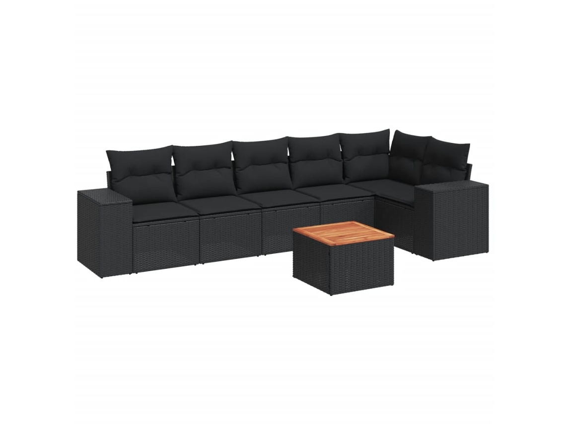 Maison Exclusive - Set De Comedor De Jardín 7 Pzas Y Cojines Ratán Sintético Negro