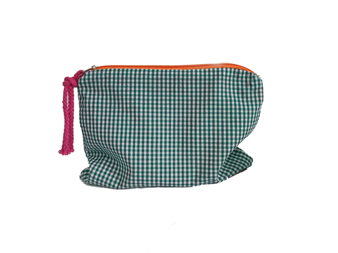Neceser Con Cremallera, Estampado A Cuadros, Ideal Para Viajar.