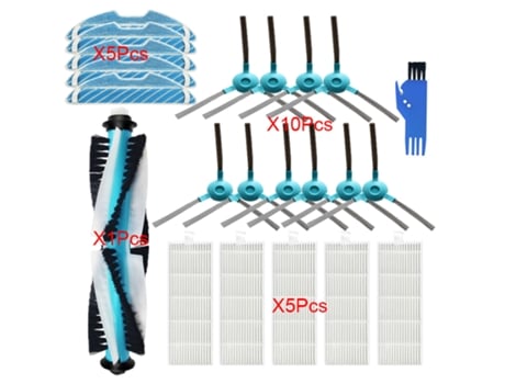 Cepillos laterales con filtro HEPA, trapo de tela para Robot aspirador Conga Cecotec 1390 1290, Kit de accesorios de cepillo de rodillo principal