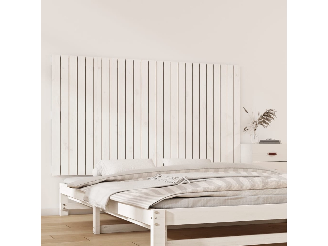 Cabecero De Cama Pared Madera Maciza Pino Blanco 159,5x3x90 Cm