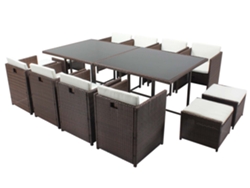 Conjunto de Comida CONCEPT U Miami 12 Personas em resina de rattan de alta poli marrom