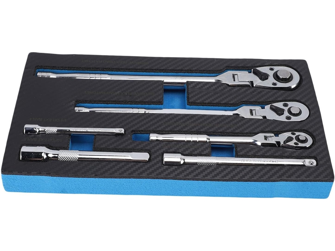 Juego de llaves de carraca giratorias flexibles, 6 piezas con cabezal flexible (1/4", 3/8")