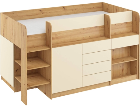Litera con Escritorio BIM MUEBLES SMILE L Roble y Beige (Medidas colchón: 90x200 cm)
