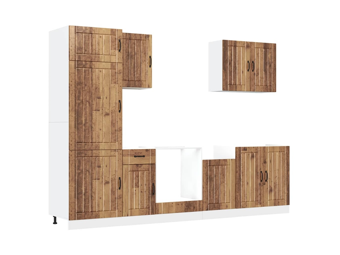 Conjunto de gabinetes de cocina de madera vieja Lucca (7 piezas) EXCLUSIVO DE LA CASA