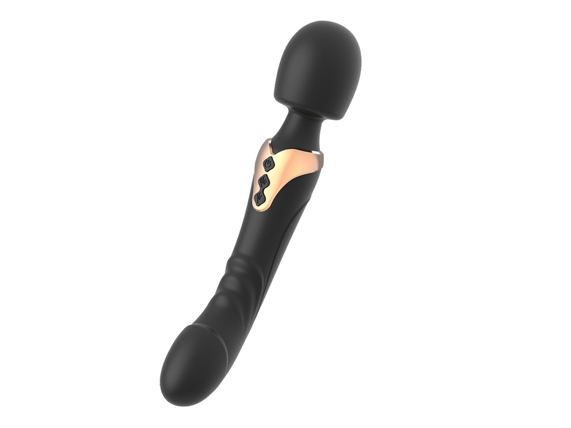 Vibrador de silicona de doble motor Varita de gran tamaño Masajeador de punto G Juguete sexual (Negro) YIZHOOD