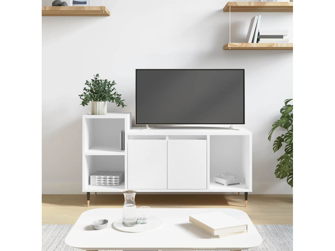 Mueble Para Tv | Armario Para Tv | Gabinete De Tv Madera Contrachapada Blanco 100x35x55 Cm