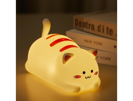 Luz Nocturna de Gato para Niños, Linda Luz Nocturna de Silicona con 2 Niveles de Brillo, Lámpara Recargable Kawaii para Dormitorio, Niñas y Niños, ...