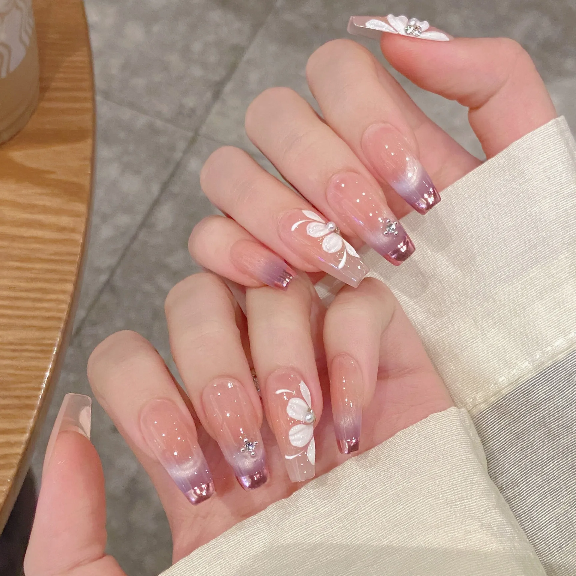 (126-m) 10 Piezas De Manicura Francesa Morada
