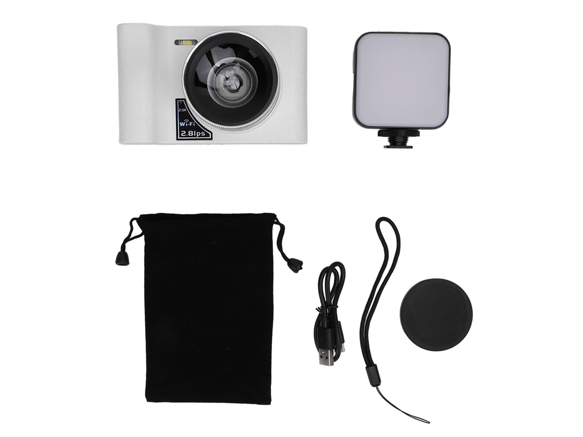Cámara Digital 24mp 2.5k Con Pantalla 2.8", Zoom Digital 16x, Wifi, Luz De Relleno Y Función Vlogging Blanca