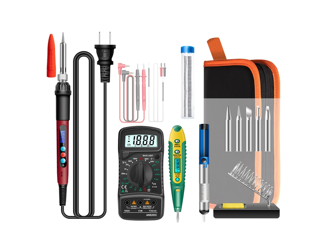Kit De Mini Soldador Eléctrico Aneng Sl103 De 16 Piezas Con Pantalla Lcd Ajustable De 180℃ A 500℃