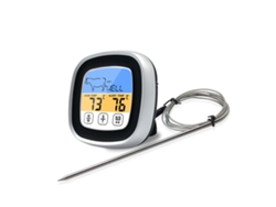Termómetro Digital Para Carne Con Pantalla Táctil Y Temporizador Para Barbacoa De Cocina, Acero Inoxidable, Negro.