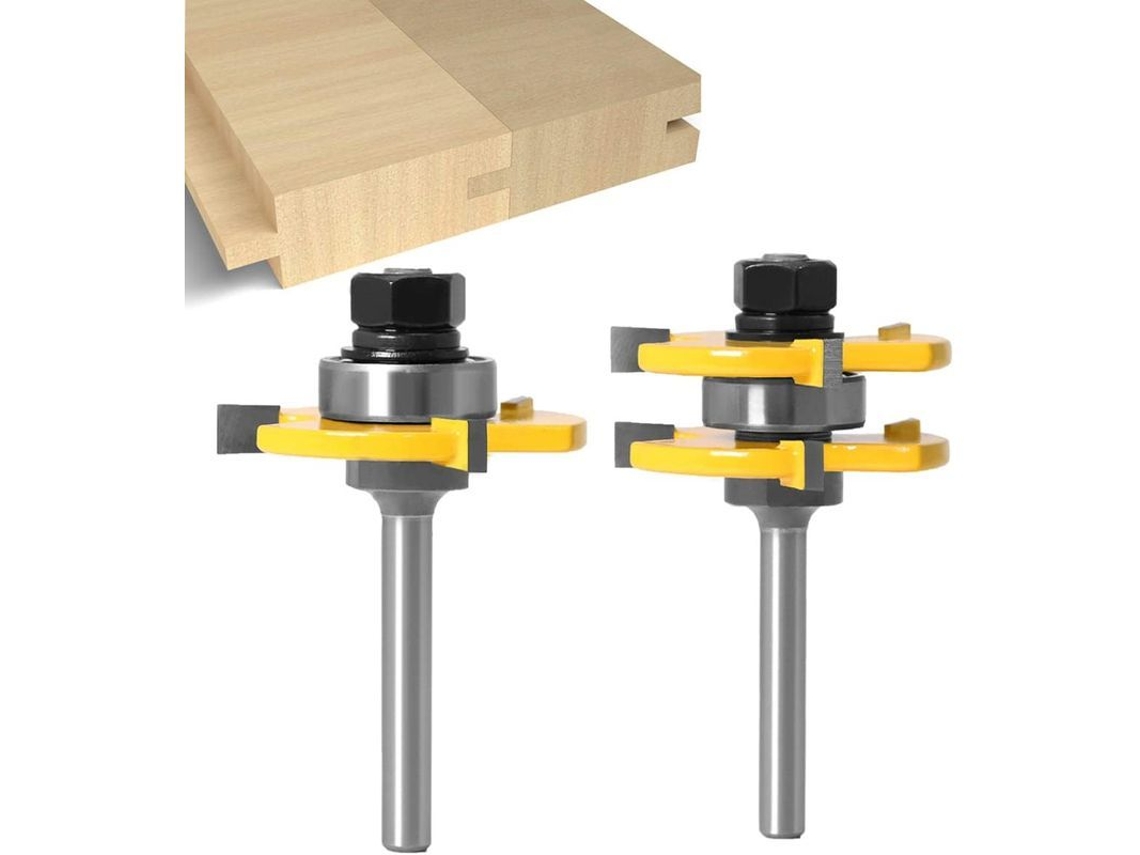 Conjunto De Cuchillas T Para Madera Con Mango 6mm 3 Dientes Acero Tungsteno Herramienta De Carpintería