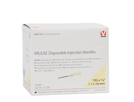 KRUUSE Agulhas Descartáveis 1 1 X 16 Mm 19Gx5/8 Caixa Branca 100 Unidades