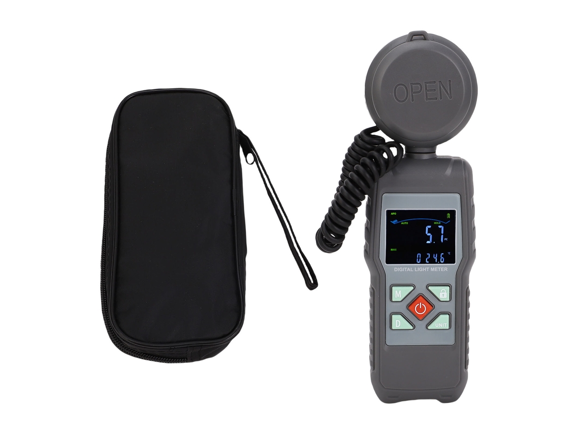 Medidor De Luz Digital Con Sensor Giratorio De 360° Y Medición De Temperatura.