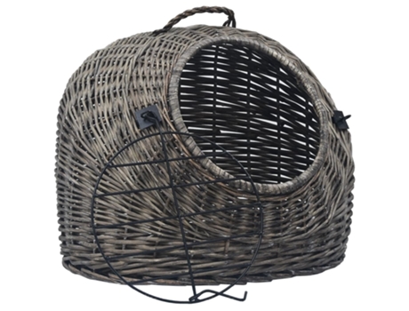 vidaXL Transportín para gatos sauce natural gris 60x45x45 cm