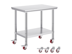 Mesa Profesional de Acero Inoxidable con Ruedas y Estante Ajustable Tekmaquinas