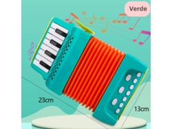 Acordeón de juguete (verde) con 10 teclas y 8 bajos - Instrumento musical educativo