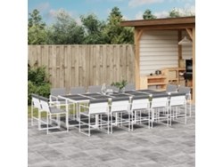 15 unidades Conjunto. De Jantar P/ Jardim C/ Almofadões Textilene Branco Dkd Decoración Del Hogar
