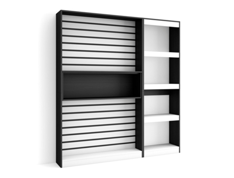 Librería estantería, 170x186x25cm, Salón - Comedor - Oficina, Con Almacenaje, Blanco y negro