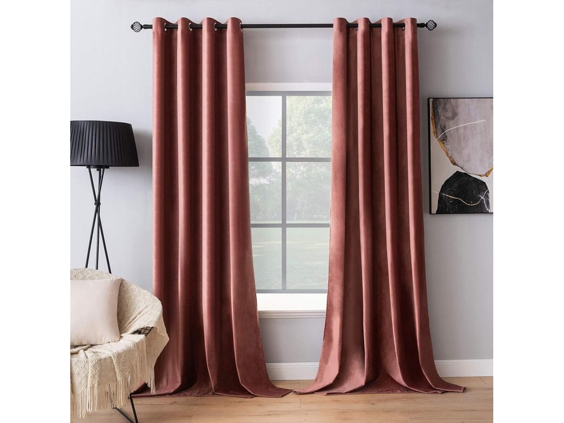 Persianas De Terciopelo Rosa Empolvado Con Ojales Para Sala De Estar/dormitorio, Para Niñas Y Mujeres.