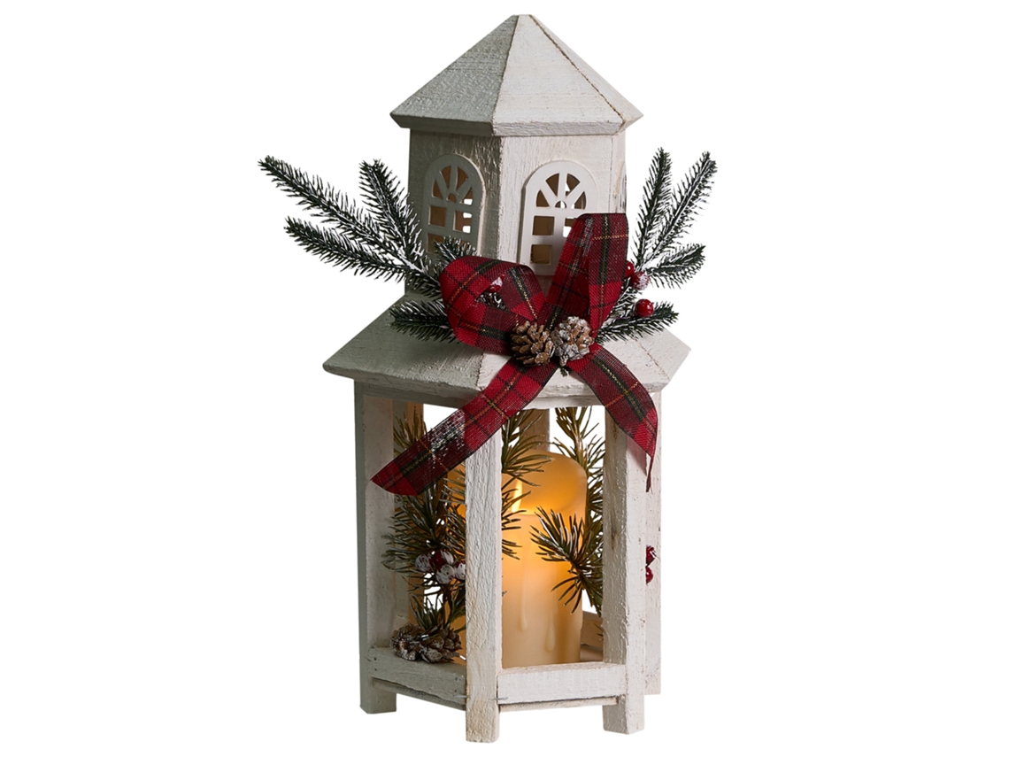 Lanterna Led Savivesi Padrão Natalicio 38 Cm Branco