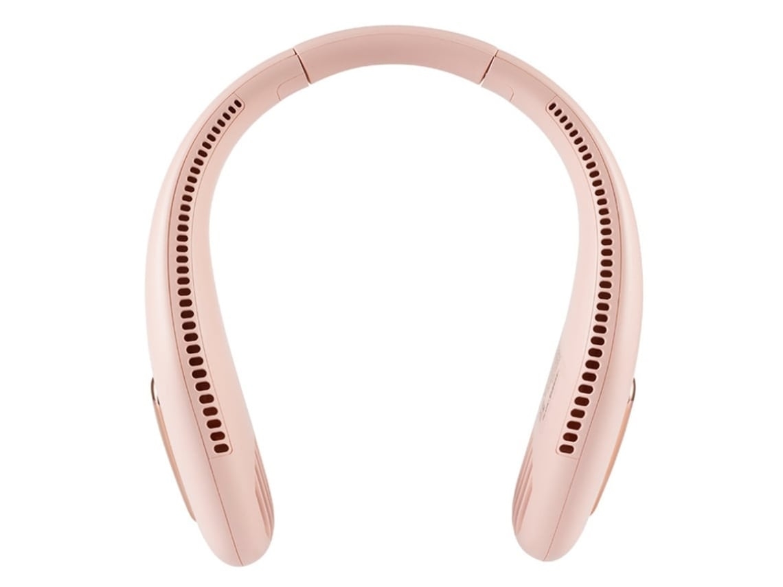 Ventilador de cuello sin aspas, recargable, portátil, silencioso, de 3 velocidades, manos libres, color rosa USHION