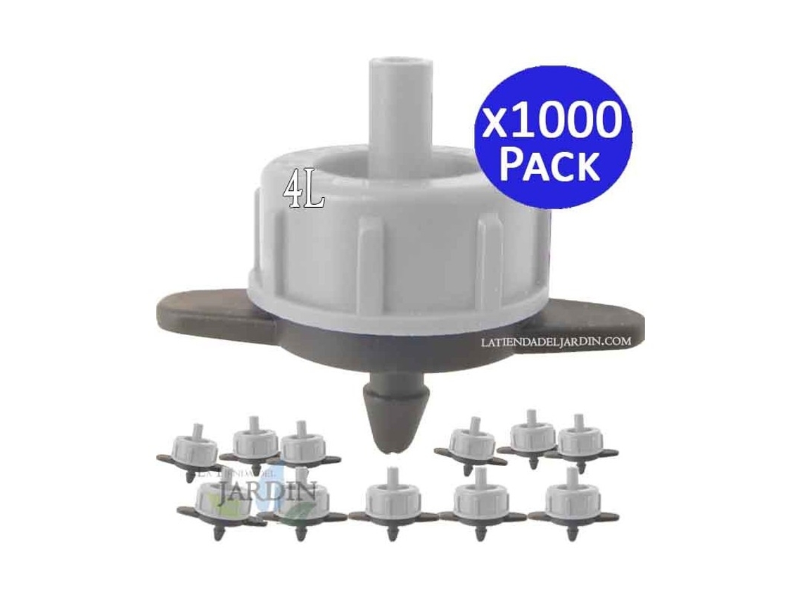 Gotero Autocompensante 4 Litros/Hora Desmontable Pack X 1000 Gotero Pinchado Apto para Microtubo SUINGA