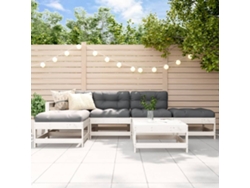 Conjunto de jardín de 6 piezas con cojines, madera maciza, blanco, DKD Home Decor