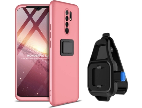 Funda Redmi 9 Slim Armor 360º con Soporte para la Cintura Rosa