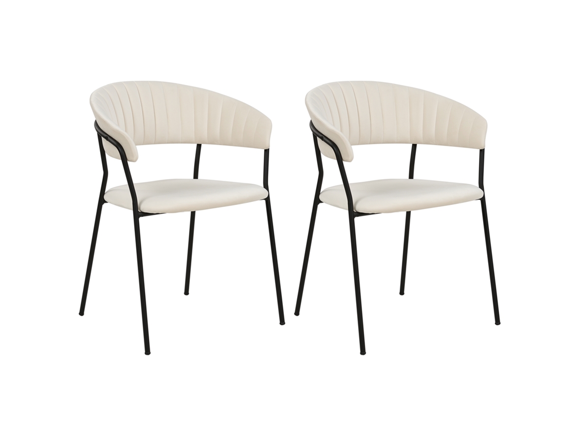 Conjunto de 2 cadeiras de refeição modernas BELIANI Mariposa de Veludo Branco 55x55x78