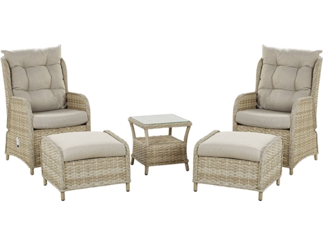 Conjunto de jardín en ratán sintético beige BELIANI Ponza