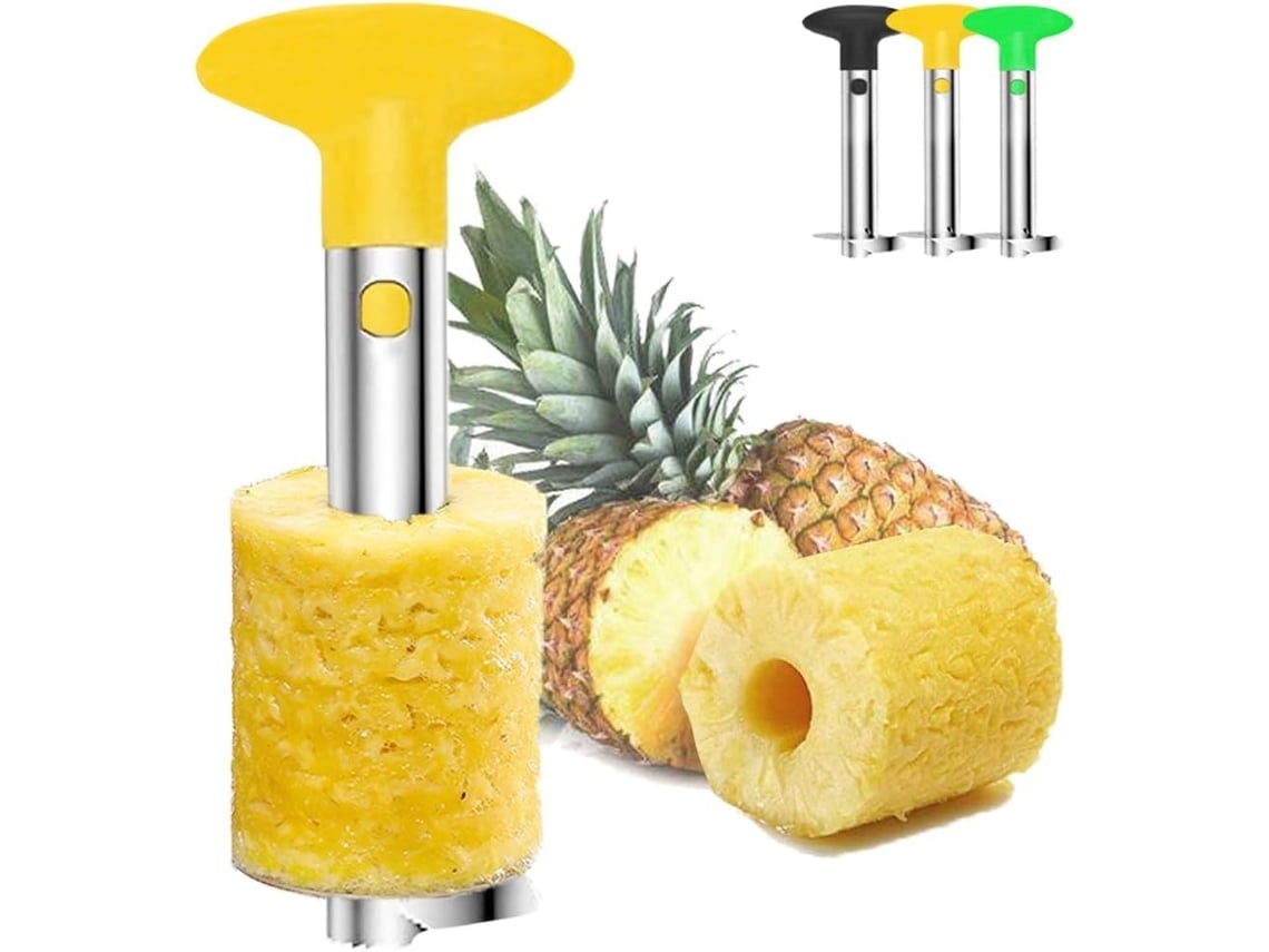 Raspador Manual De Abacaxis - Amarelo, De Aço Inoxidável, Descasca Os Abacaxis Em Segundos.