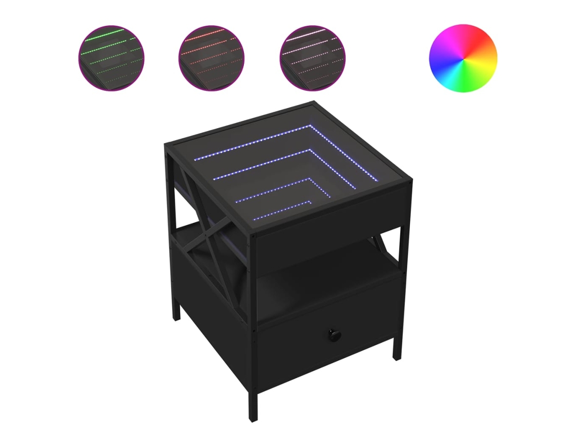 Maison Exclusive - Mesita De Noche Con Infinity Led Negra 40x40x51 Cm