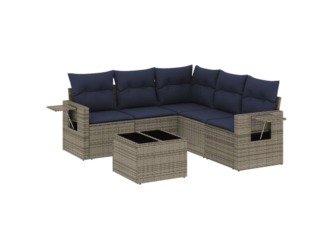 Maison Exclusive - Conjunto De Sofá De Jardín De 6 Piezas Con Cojines, Poliratán Gris