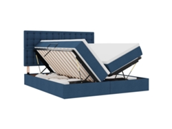 Maison Exclusive - Cama De Almacenamiento Led Con Colchón Azul 180 X 200 Cm Tela