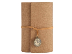 Cuaderno de cuero sintético con elementos de reloj de bolsillo retro y hebilla, interior reemplazable para escribir en Kofihety