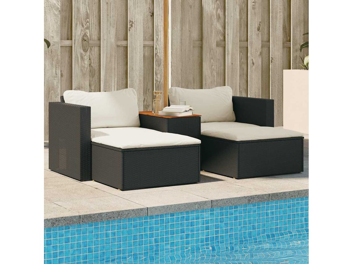 Conjunto de sofá de jardín de 5 piezas con cojines de acacia y ratán de Dkd Home Decor