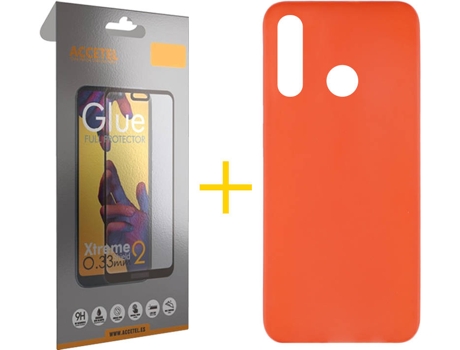 Kit Funda + Protector de Pantalla Huawei P40 Lite-E ACCETEL Cristal Templado 7653 Rojo