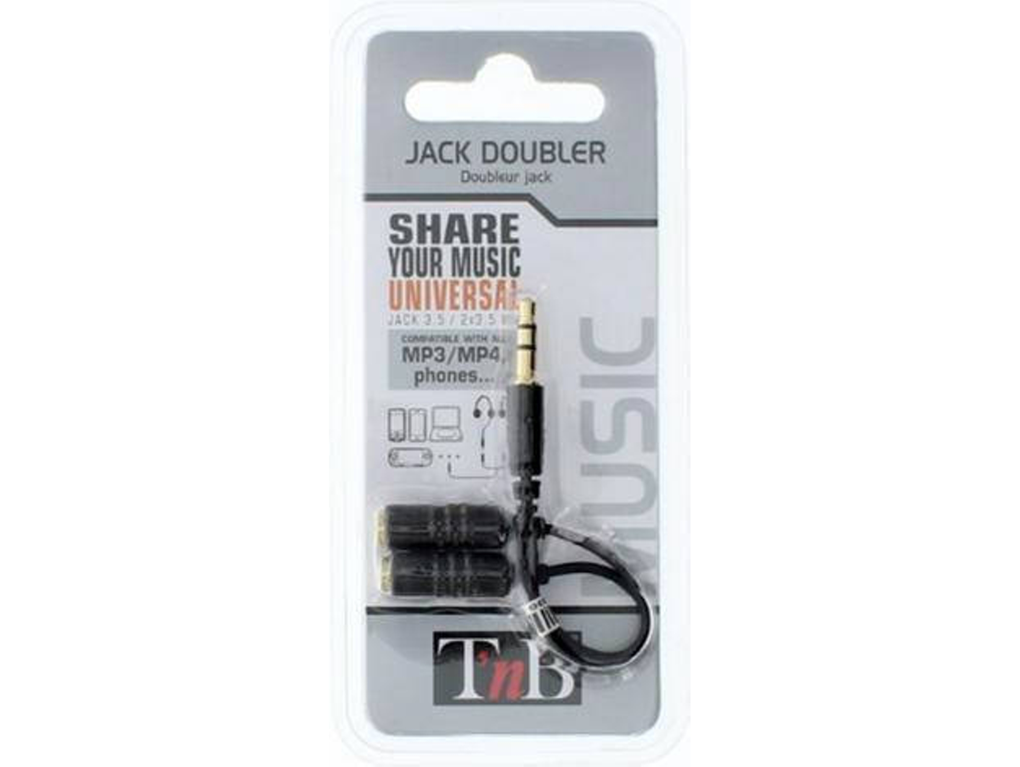 Cable de Audio T'NB (Jack 3.5mm - Negro)