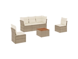 Maison Exclusive - Conjunto de sofá de jardín de 6 piezas con cojines de mimbre, color beige