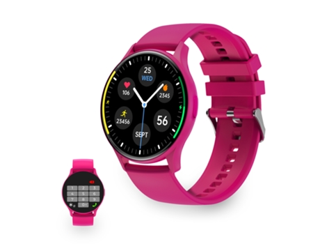 Smartwatch KSIX Core, Pantalla AMOLED 1,43, Aut. 5 días, Modos deporte y salud, Llamadas, Asistentes de voz, Sumergible, Fucsia