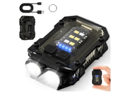 Linterna LED pequeña, potente y superbrillante, 1100 lúmenes, 8 modos, 3 fuentes de luz, resistente al agua IPX4, con capucha magnética Yizhood (negra)