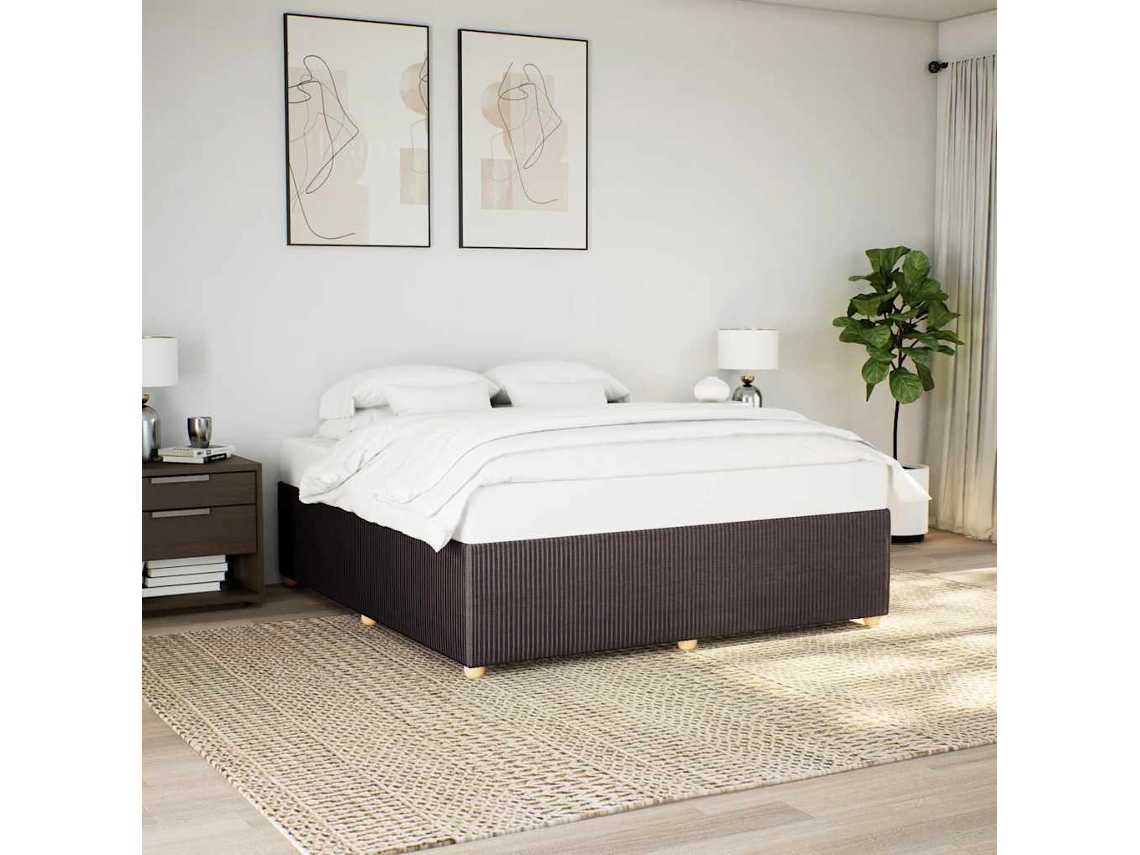 Cama Sin Colchón Tela Marrón Oscuro 200x200 Cm
