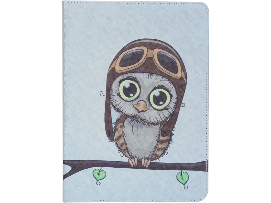 Funda Protectora Universal De Cuero Pintado Mtlavish 360° Para Tablet (búho)