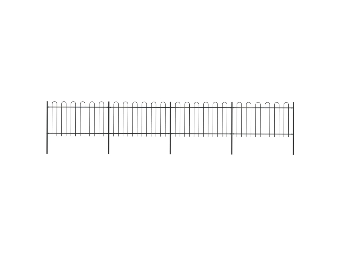 Valla de jardín con aro superior de 6,8 x 1 m, acero negro, DKD HOME DECOR