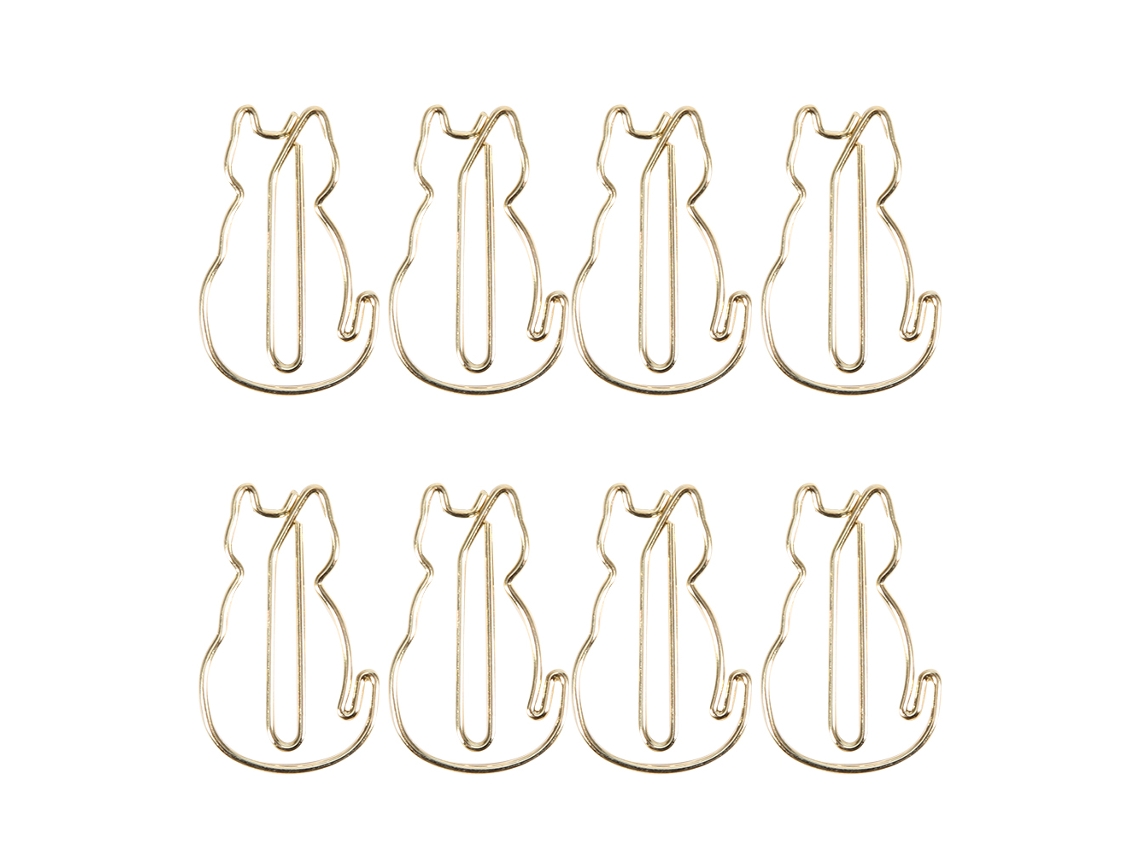 12 Elegantes Clips Multifuncionales Con Forma De Gato, Fabricados En Metal Grueso De 3x2 Cm.