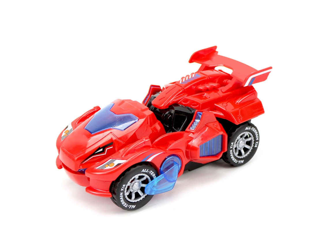 Ats-coche Dinosaurio Transformador Electrico Juguete Ruedas Universales Robot Con Luces Sonidos Regalo Navidad Cumpleaños Niños Rojo