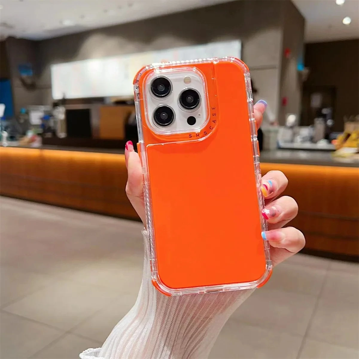 (naranja, Iphone 16) Funda 3 En 1 Para Iphone, Protección Contra Caídas De Grado Militar.