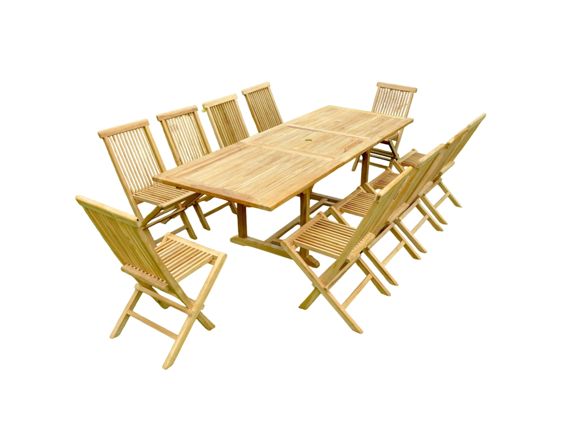 Conjunto de Jantar CONCEPT U Kajang (Marrón - Teca - 300x90x75 cm)