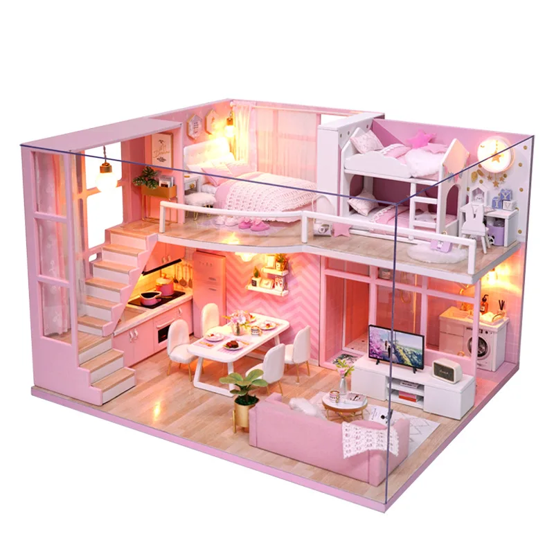 Villa De Ensueño De Ángel Rosa En Miniatura Para Armar, Casa De Muñecas De Madera 3d